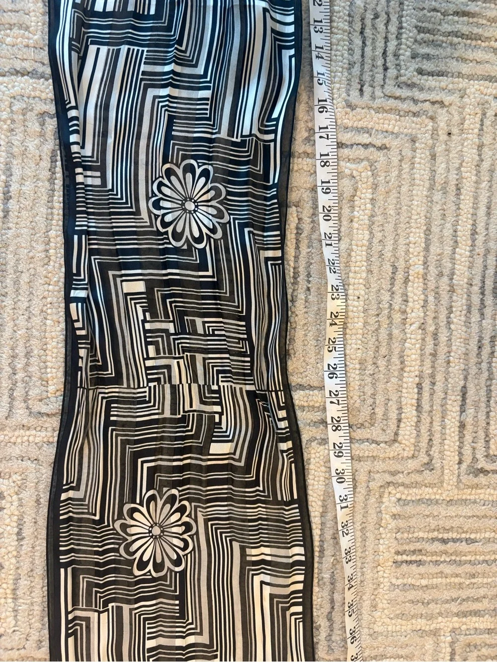 Anne Klein Silk Black &White Floral Graphic Scarf